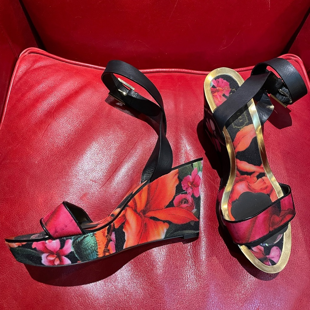 Ted Baker floral ankle strap sandal sz 10 - Picture 7 of 9